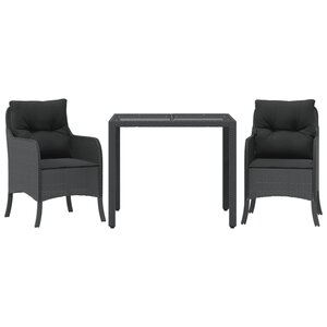 vidaXL Ensemble à manger de jardin avec coussins 3 Pièces Noir