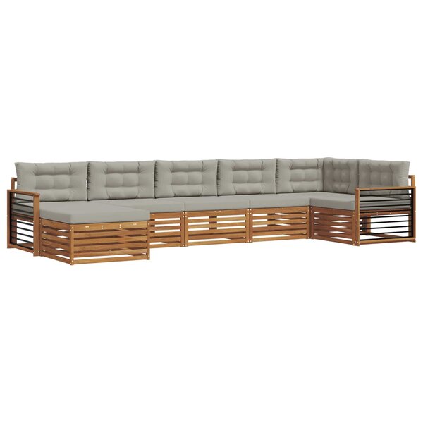 vidaXL Ensemble de canapés d'extérieur 7 pc Gris Naturel et Clair
