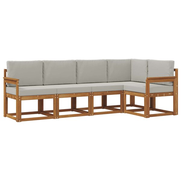 vidaXL Ensemble de canapés d'extérieur 5 pc Gris Naturel et Clair