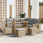 vidaXL Ensemble de Canapé de Jardin 9 Pièces Beige Rattan Acacia