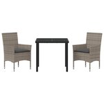 vidaXL Ensemble de salle à manger pour jardin 3 Pièces Gris Poly rotin