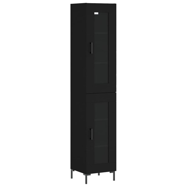 vidaXL Buffet haut Noir 34 5x34x180 cm Bois d'ingénierie