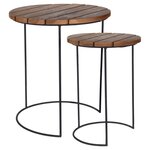 H&S Collection Ensemble de tables d'appoint 2 Pièces Teck Marron