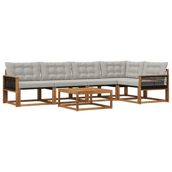 vidaXL Ensemble de canapés d'extérieur 6 Pièces Naturel et gris clair