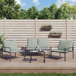 vidaXL Salon de jardin avec coussins 4 Pièces anthracite acier