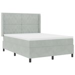 Lit à sommier box avec matelas et éclairage LED gris clair 140x190 cm velours