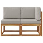 vidaXL Canapé d’extérieur milieu et coin 2 Pièce Gris Naturel et Clair