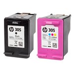 Pack de 2 cartouches d'encre authentiques HP 305 Noir et couleurs - programme SECOND