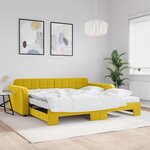vidaXL Lit de jour avec gigogne et matelas jaune 100x200 cm velours