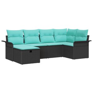 vidaXL Ensemble de canapé de jardin avec coussin 6 Pièces Poly rotin