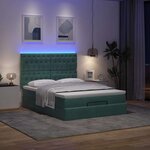 vidaXL Cadre de lit ottoman avec matelas vert foncé 140x190 cm velours