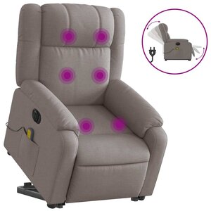 vidaXL Fauteuil inclinable de massage électrique Taupe Tissu