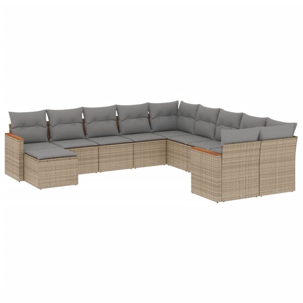 vidaXL Salon de jardin et coussins 11 Pièces mélange beige résine tressée