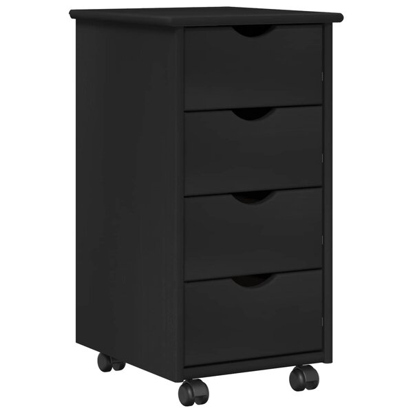 vidaXL Cabinet roulant Noir 34 x 39 x 65 5 cm Bois de Pin Massif
