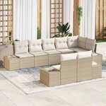 vidaXL Ensemble de canapé de jardin 8 Pièces Beige et crème Poly rotin