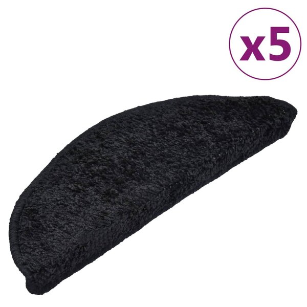 vidaXL Tapis d'escalier 5 Pièces 65x21x4 cm Noir