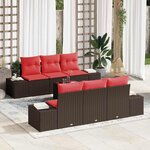 vidaXL Ensemble de canapé de jardin 7 Pièces Marron polyrotin