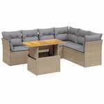 vidaXL Salon de jardin avec coussins 7 Pièces beige résine tressée