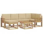 vidaXL Ensemble de canapés d'extérieur 7 Pièces Blanc et Beige