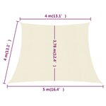 vidaXL Voile d'ombrage 160 g/m² Crème 4/5x4 m PEHD