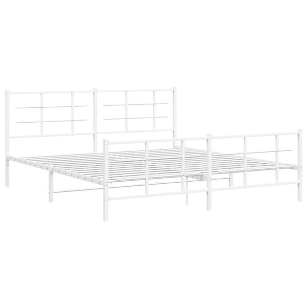 vidaXL Cadre de lit métal avec tête de lit/pied de lit blanc 183x213cm