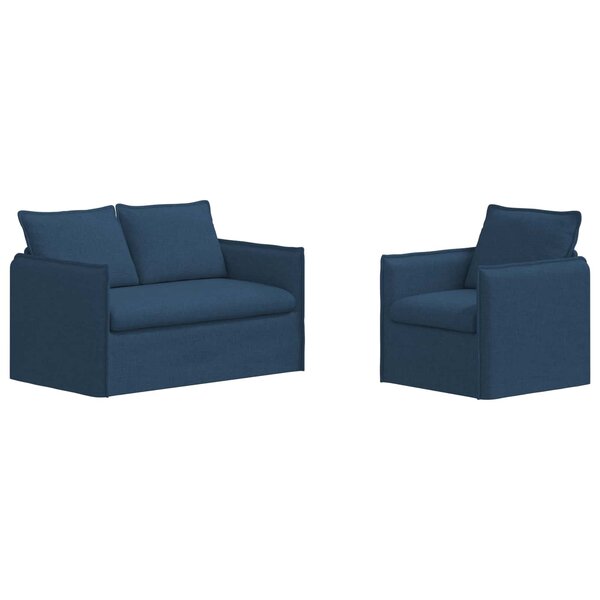 vidaXL Ensemble de Canapés 2 pc Bleu Tissu