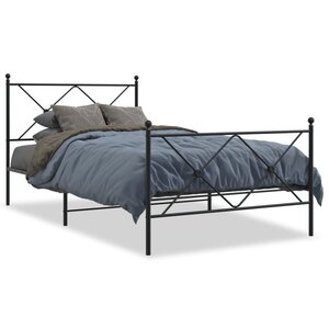 vidaXL Cadre de lit métal sans matelas avec pied de lit noir 100x190cm