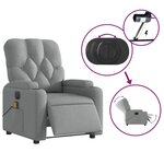 vidaXL Fauteuil de massage inclinable électrique gris clair tissu