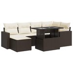 vidaXL Salon de jardin avec coussins 7 Pièces marron résine tressée