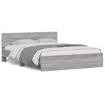 vidaXL Cadre de lit avec tête de lit et LED sonoma gris 150x200 cm