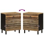 vidaXL Table de chevet noir 50x33x60 cm bois de manguier massif brut
