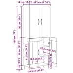 vidaXL Haut Armoire 2 Pièces Bois ancien Bois d'ingénierie et verre
