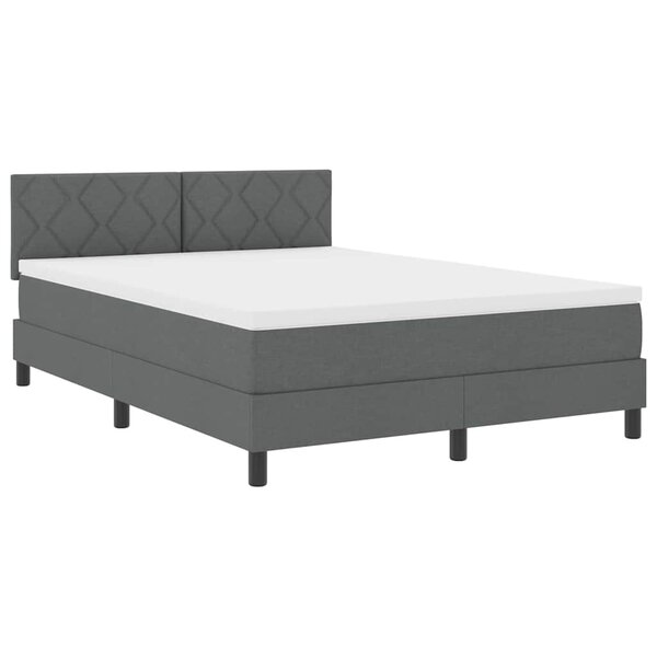 vidaXL Lit à ressorts avec matelas Gris foncé 140 x 190 cm tissu