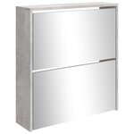 vidaXL Armoire à chaussures et miroir 2 niveaux Gris béton 63x17x67 cm