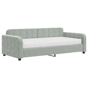 vidaXL Lit de jour avec matelas gris clair 90x190 cm velours