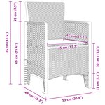 vidaXL Ensemble de salle à manger de jardin 3 pièces avec coussins en poly rattan gris clair