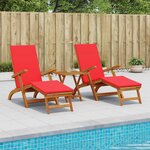 vidaXL Chaise longue inclinable et pliable avec coussin 2 Pièces Rouge
