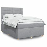 vidaXL Sommier à lattes de lit avec matelas Gris clair 140x190cm Tissu
