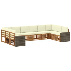 vidaXL Ensemble de canapés d'extérieur 10 Pièces Naturel et Crème