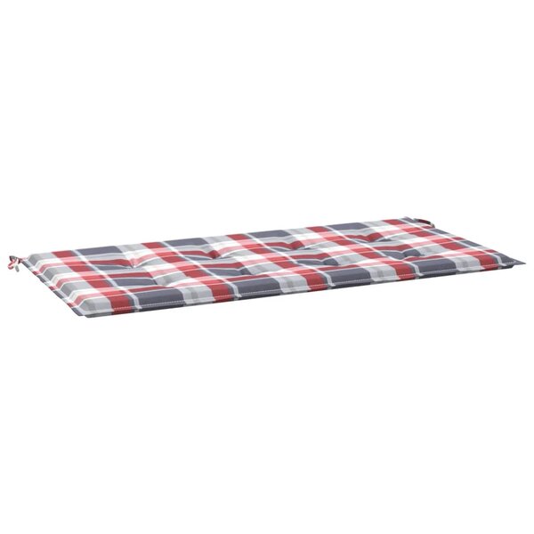 vidaXL Coussin de banc de jardin motif à carreaux rouges 120x50x3 cm
