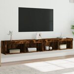 vidaXL Meubles TV avec lumières LED 2 Pièces chêne fumé 100x30x30 cm