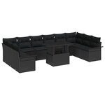 vidaXL Ensemble de canapé de jardin 11 pièces avec coussins noirs en poly rattan