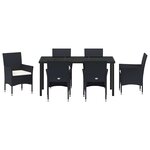vidaXL Ensemble de salle à manger pour jardin 7 Pièces Noir Poly rotin