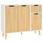 vidaXL Buffet blanc et chêne sonoma 90x30x72 cm bois d'ingénierie