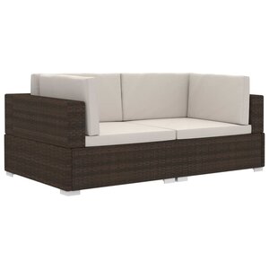 vidaXL Chaises d'angles lot de 2 avec coussins Résine tressée Marron