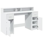 vidaXL Bureau avec lumières LED blanc 140x55x91 cm bois d'ingénierie