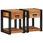 vidaXL Pack de 2 tables de nuit 40x40x50 cm en bois d'acacia massif