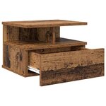 vidaXL Table de nuit flottante avec tiroir Bois ancien 40 x 31 x 27 cm