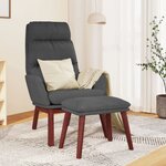 vidaXL Chaise de relaxation avec tabouret Gris foncé Tissu