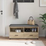 vidaXL Banc d'entrée avec coussin Chêne Sonoma 100 x 38 x 46 cm